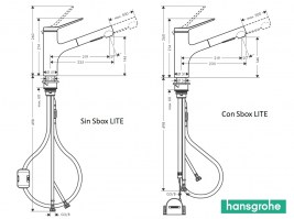 MEDIDAS MONOMANDO COCINA EXTRAIBLE ZESIS HANSGROHE